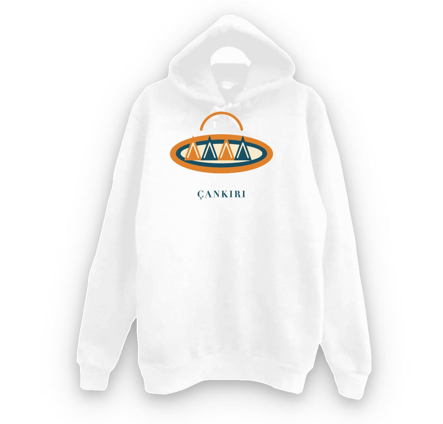 Çankırı İnce Ekmek Muskası baskılı beyaz kapüşonlu sweatshirt