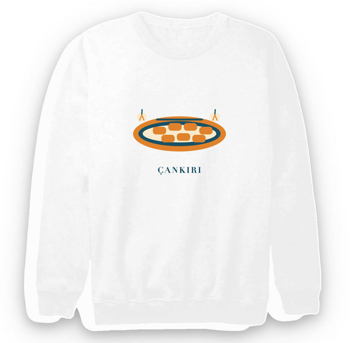 Çankırı Sarımsaklı Et baskılı beyaz sweatshirt