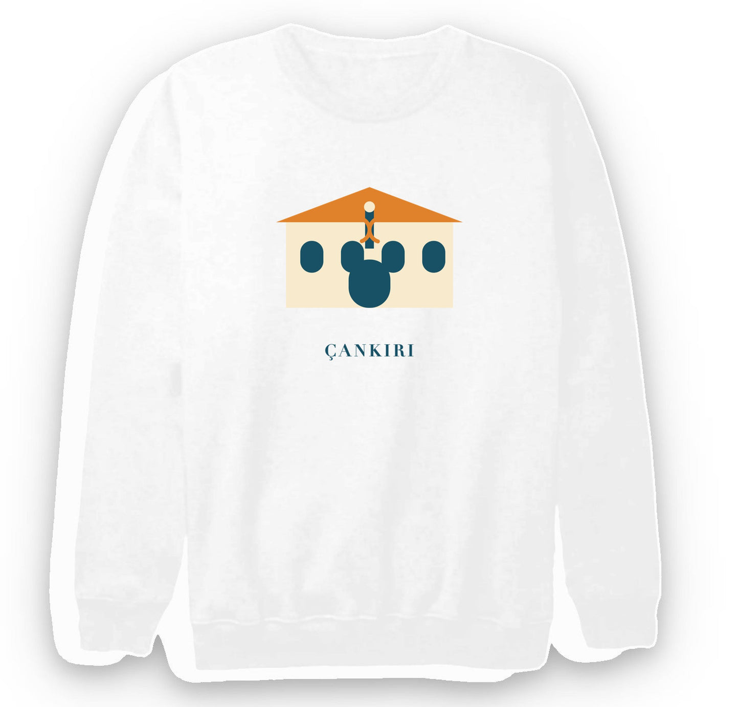 Çankırı Taş Mescit baskılı beyaz sweatshirt