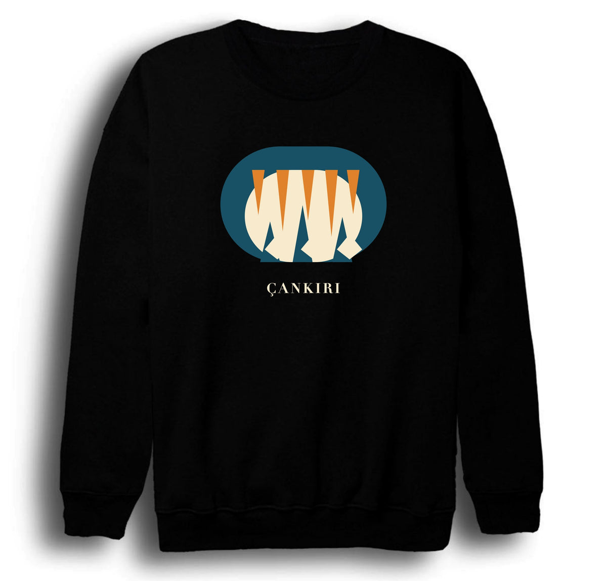 Çankırı Yeraltı Tuz Şehri baskılı siyah sweatshirt