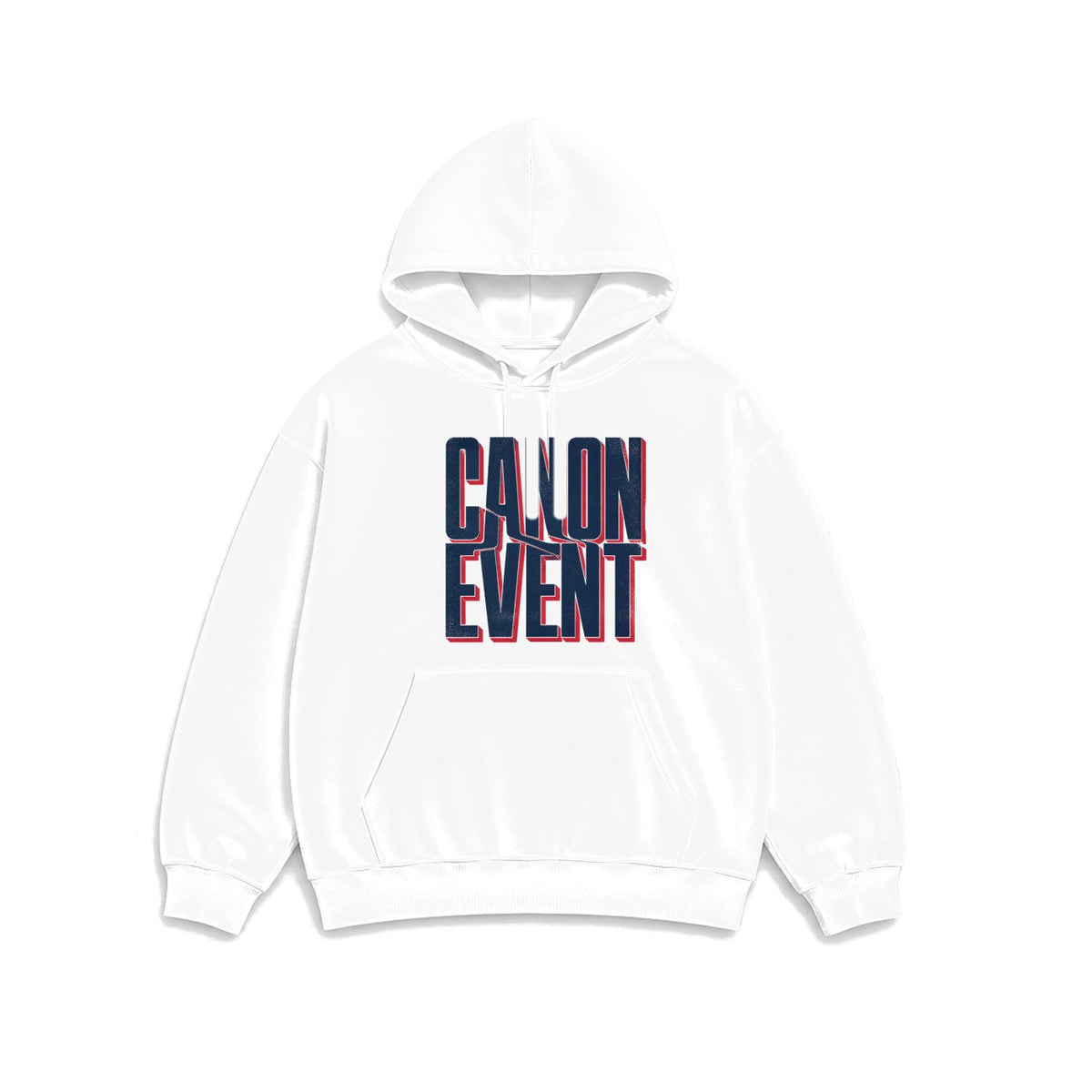 Canon Event Yazılı baskılı beyaz kapüşonlu sweatshirt