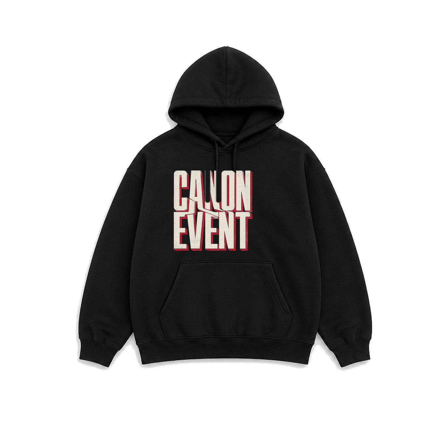 Canon Event Yazılı baskılı siyah kapüşonlu sweatshirt