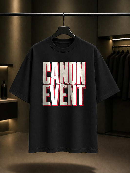 Canon Event Yazılı baskılı siyah t-shirt