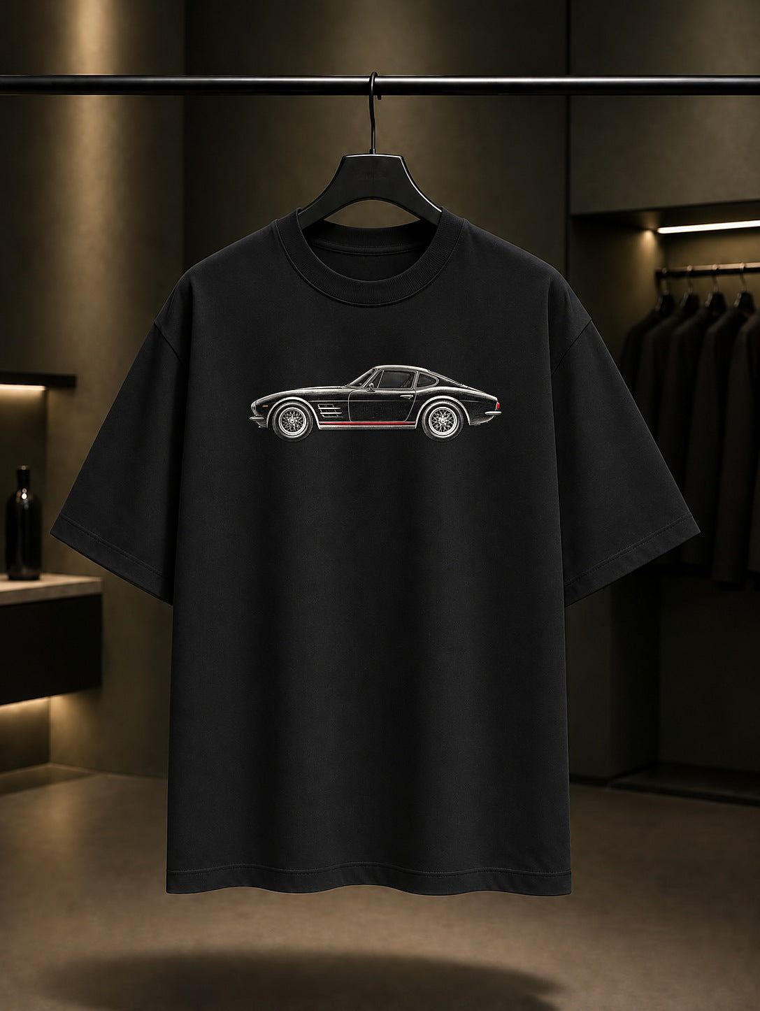 Klasik Otomobil Profili Baskılı Unisex %100 Pamuk Tişört · Otomobil