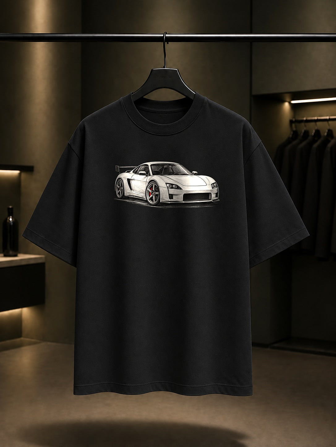 Pist Otomobili Baskılı Unisex %100 Pamuk Tişört · Otomobil