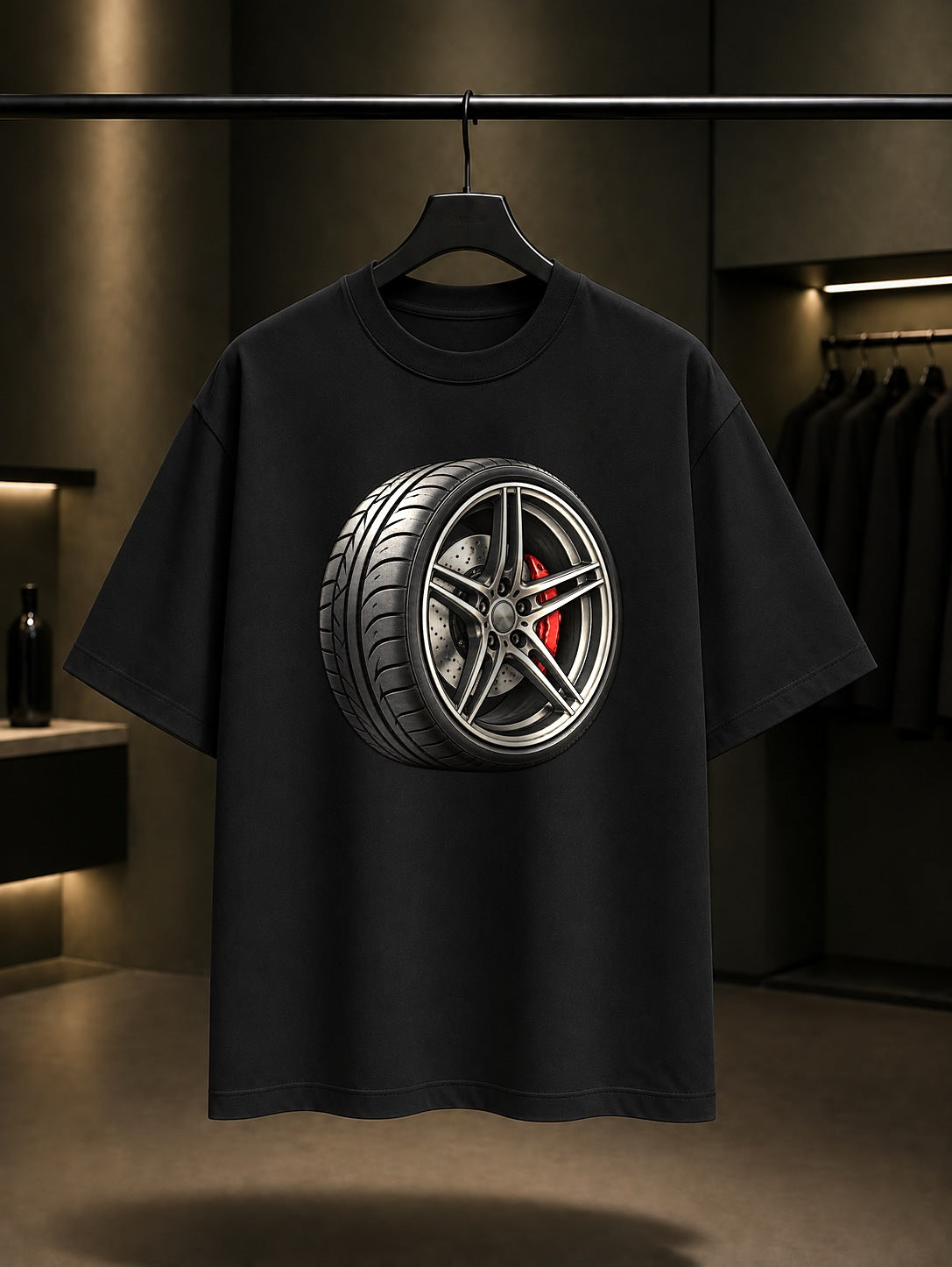Mini Jant Baskılı Unisex %100 Pamuk Tişört · Otomobil