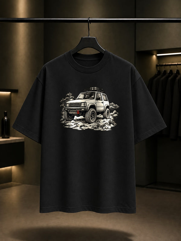 Arazi Aracı Baskılı Unisex %100 Pamuk Tişört · Otomobil