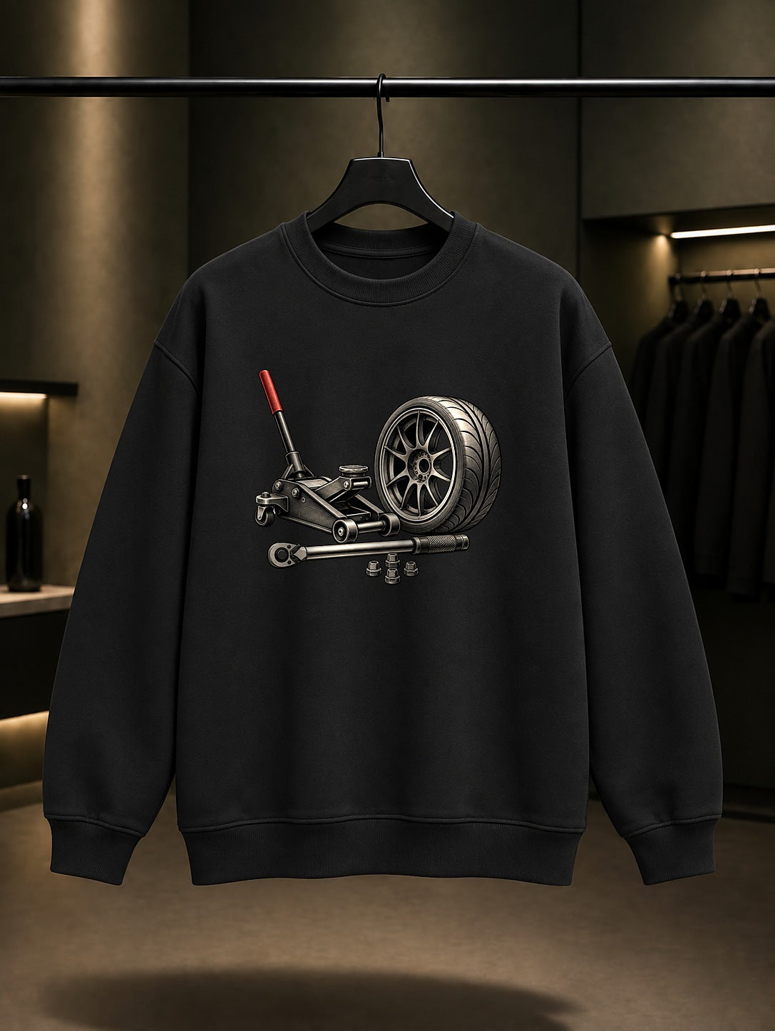 Garaj Aletleri Baskılı Unisex %100 Pamuk Sweatshirt · Otomobil
