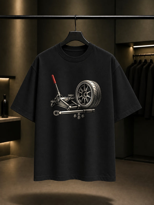 Garaj Aletleri Baskılı Unisex %100 Pamuk Tişört · Otomobil