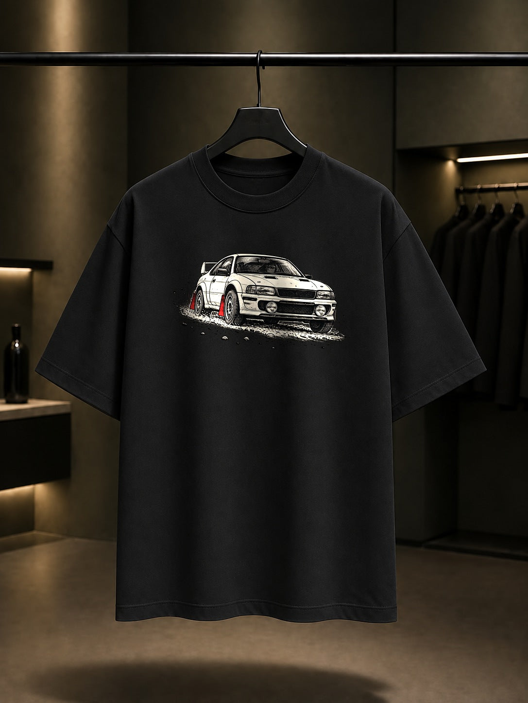 Ralli Sıçrayışı Baskılı Unisex %100 Pamuk Tişört · Otomobil