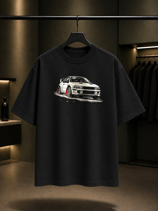 Ralli Sıçrayışı Baskılı Unisex %100 Pamuk Tişört · Otomobil