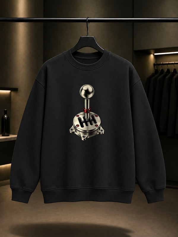 Kafesli Vites Baskılı Unisex %100 Pamuk Sweatshirt · Otomobil