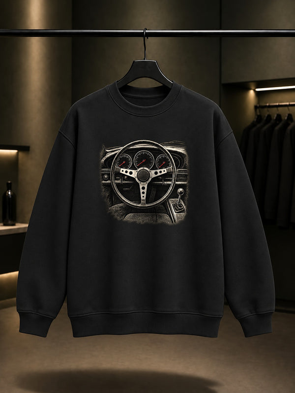 Kokpit Baskılı Unisex %100 Pamuk Sweatshirt · Otomobil
