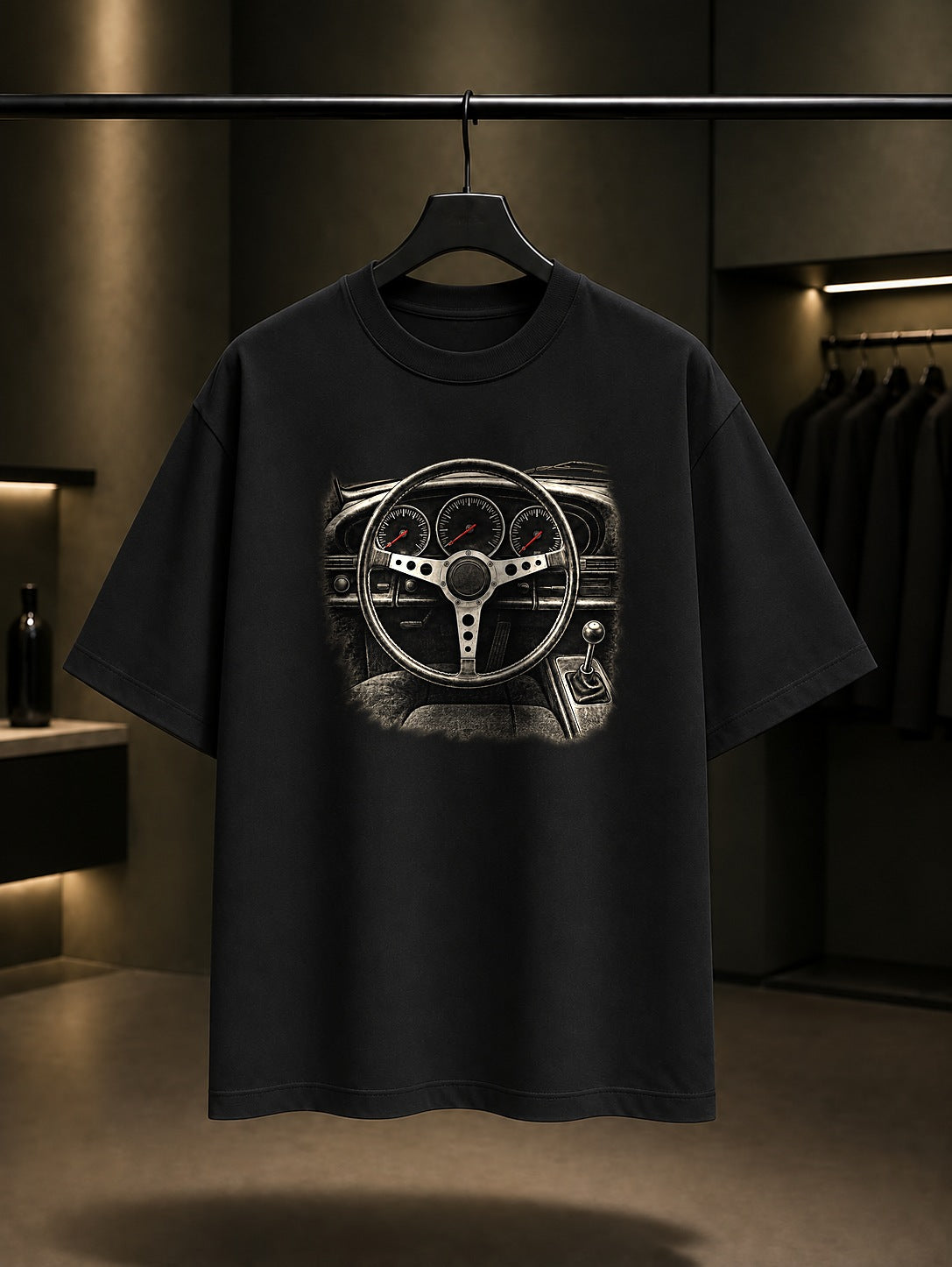 Kokpit Baskılı Unisex %100 Pamuk Tişört · Otomobil