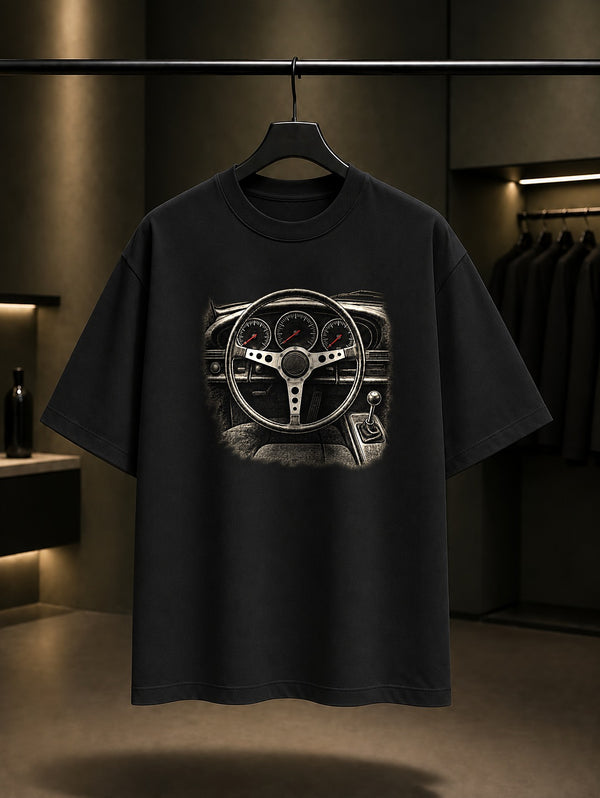 Kokpit Baskılı Unisex %100 Pamuk Tişört · Otomobil