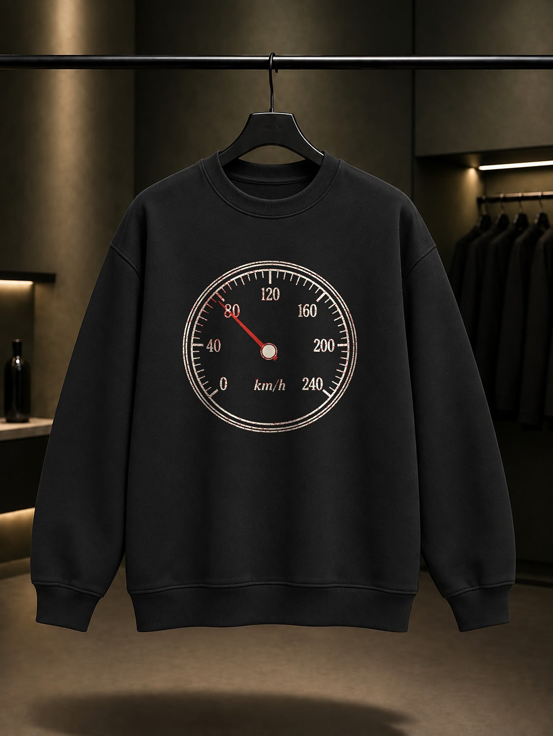 Hız Kadranı Baskılı Unisex %100 Pamuk Sweatshirt · Otomobil
