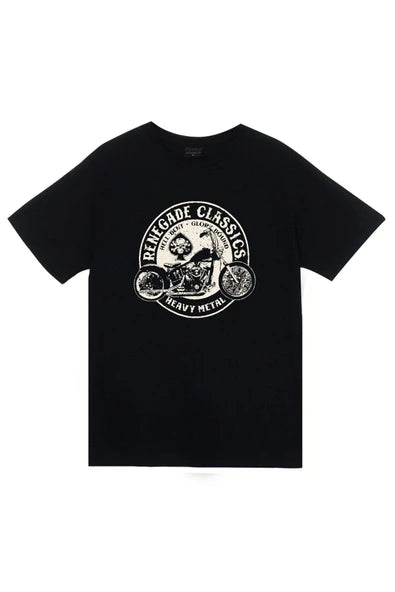 fame-stoned  Unisex  Siyah Renegade Classics Heavy Metal Motorbike Baskılı T-shirt