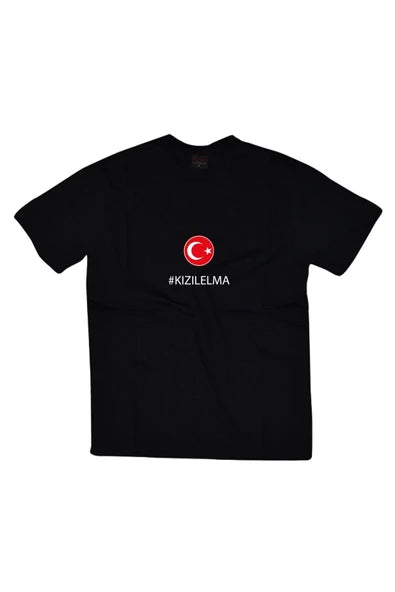 fame-stoned  Unisex Siyah Kızılelma Baskılı T-shirt