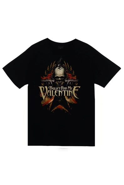 fame-stoned Bullet For My Valentine Baskılı Unisex %100 Pamuk Siyah T-shirt