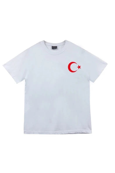 fame-stoned  Unisex Beyaz Ay Yıldız Baskılı T-Shirt