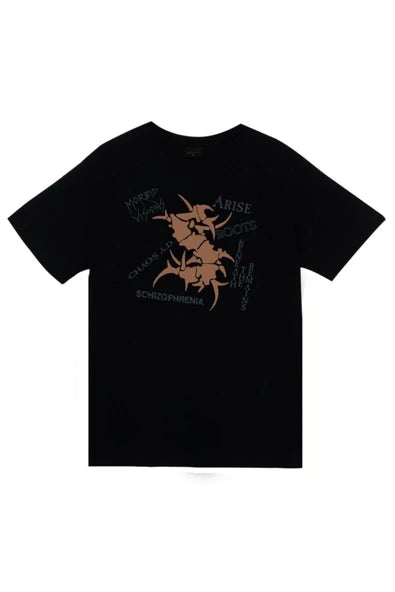 fame-stoned Unisex Siyah Sepultura Baskılı T-Shirt