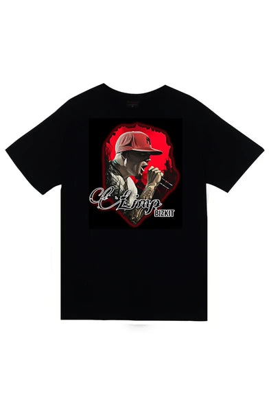 fame-stoned Limp Bizkit Baskılı Unisex %100 Pamuk Siyah T-shirt