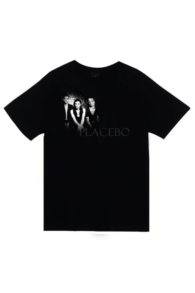fame-stoned Placebo Baskılı Unisex %100 Pamuk Siyah T-shirt