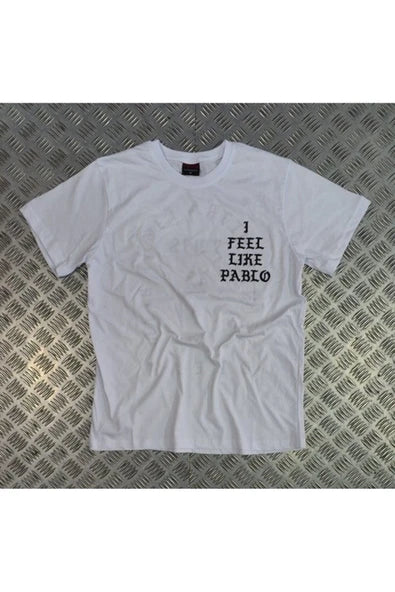 fame-stoned  I Feel Like Pablo Baskılı Unisex %100 Pamuk Beyaz T-shirt