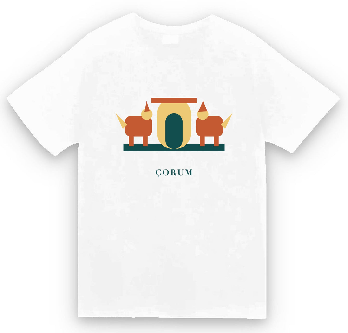 Çorum Alacahöyük Sfenksli Kapı baskılı beyaz t-shirt