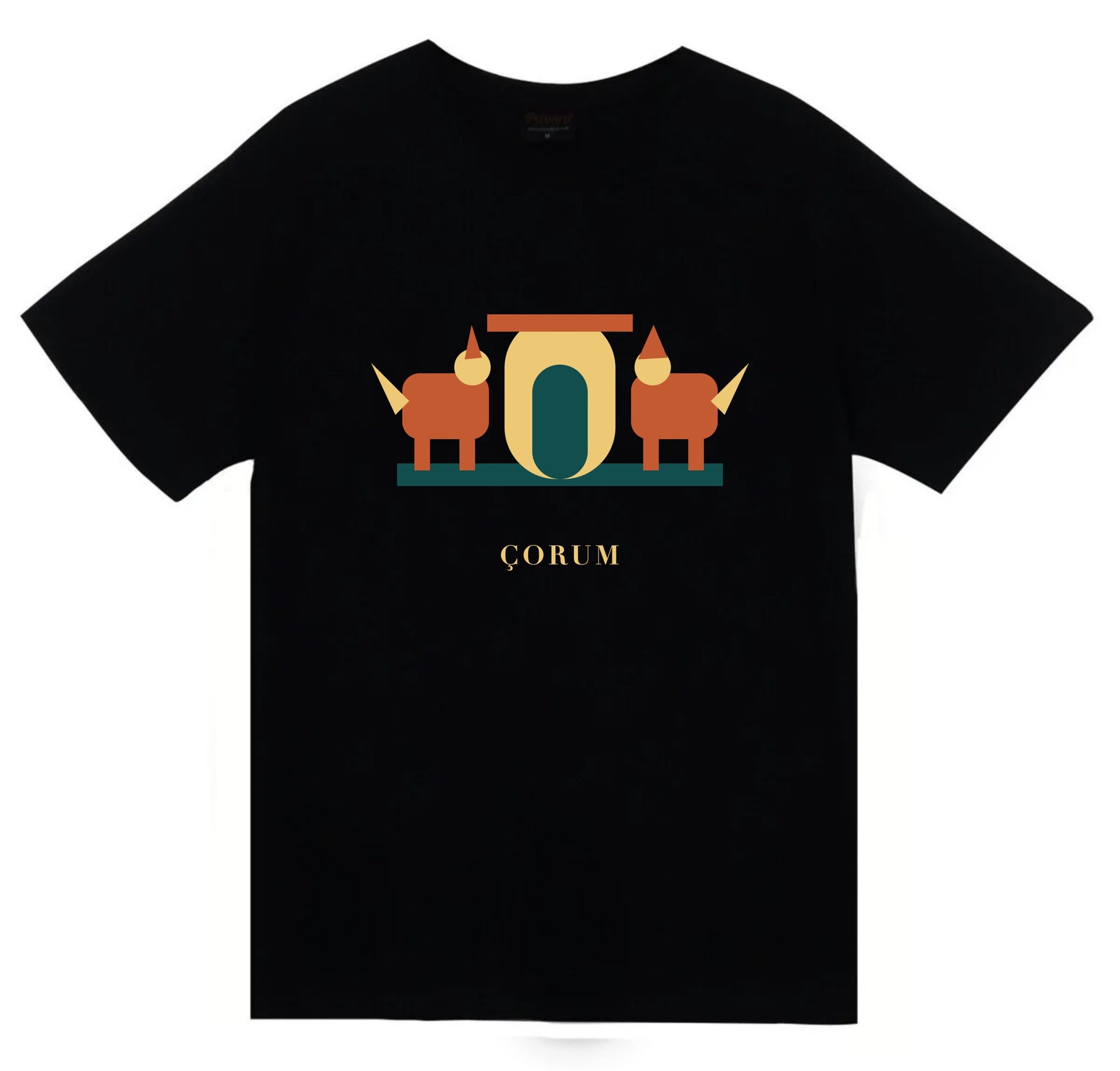 Çorum Alacahöyük Sfenksli Kapı baskılı siyah t-shirt