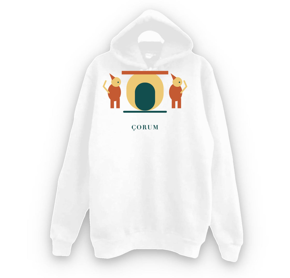 Çorum Hattuşa Aslanlı Kapı baskılı beyaz kapüşonlu sweatshirt