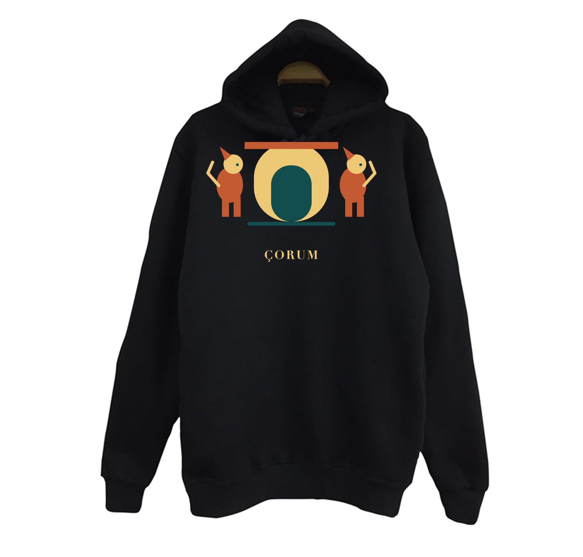 Çorum Hattuşa Aslanlı Kapı baskılı siyah kapüşonlu sweatshirt