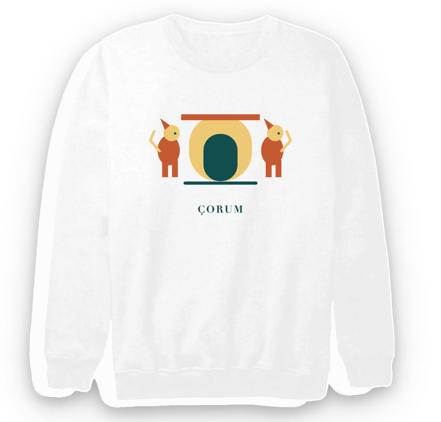 Çorum Hattuşa Aslanlı Kapı baskılı beyaz sweatshirt