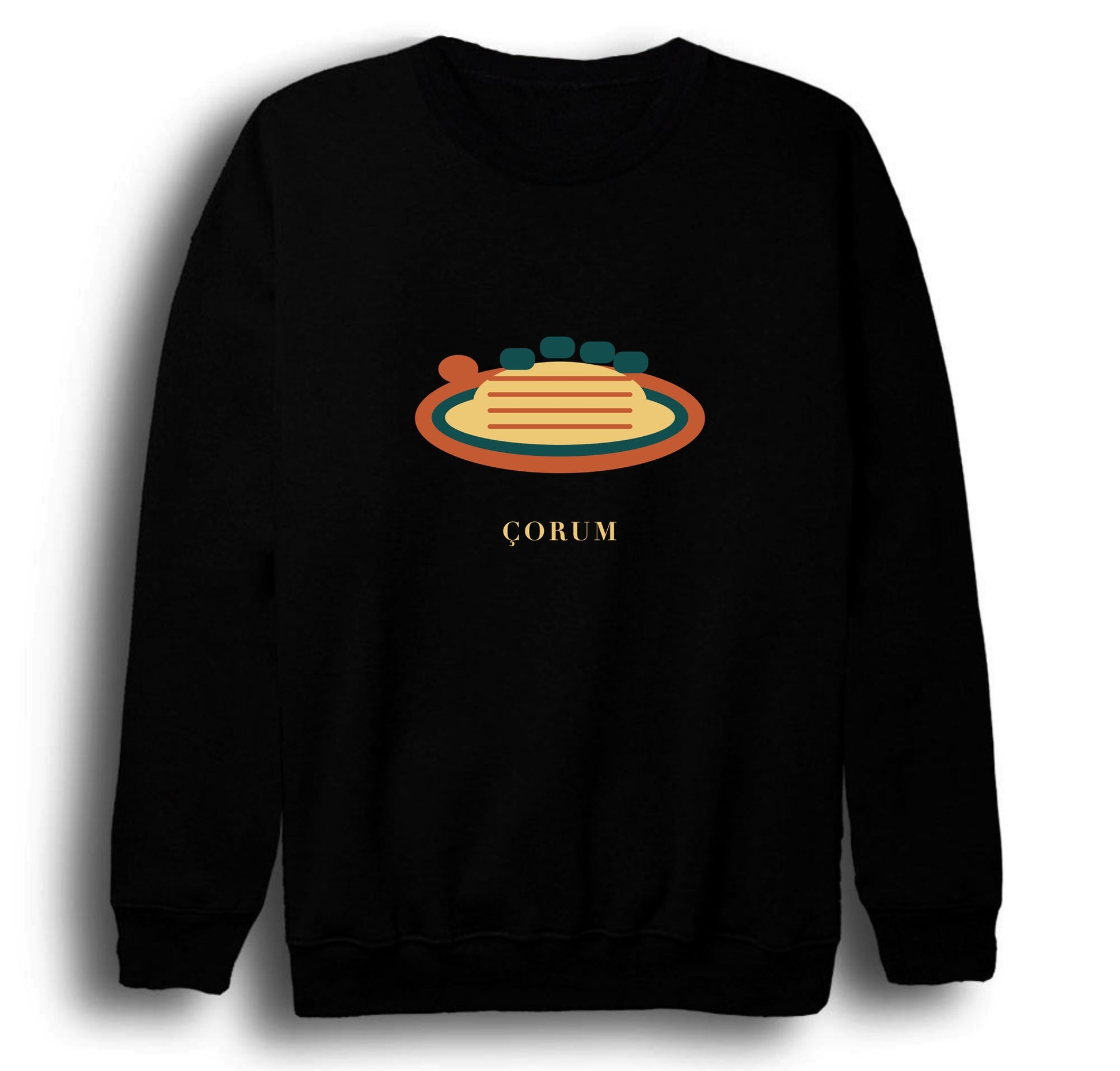 Çorum İskilip Dolması baskılı siyah sweatshirt