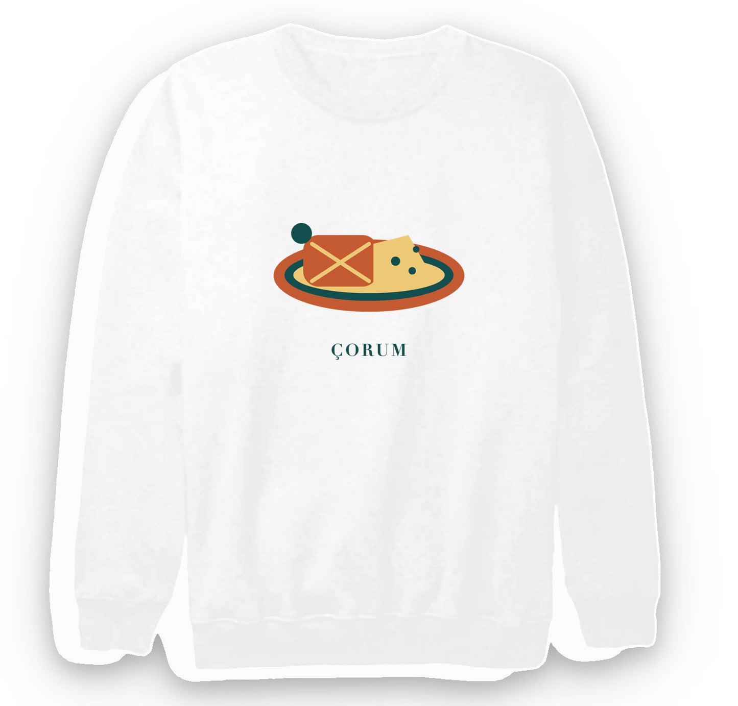 Çorum Kargı Tulum Peyniri baskılı beyaz sweatshirt