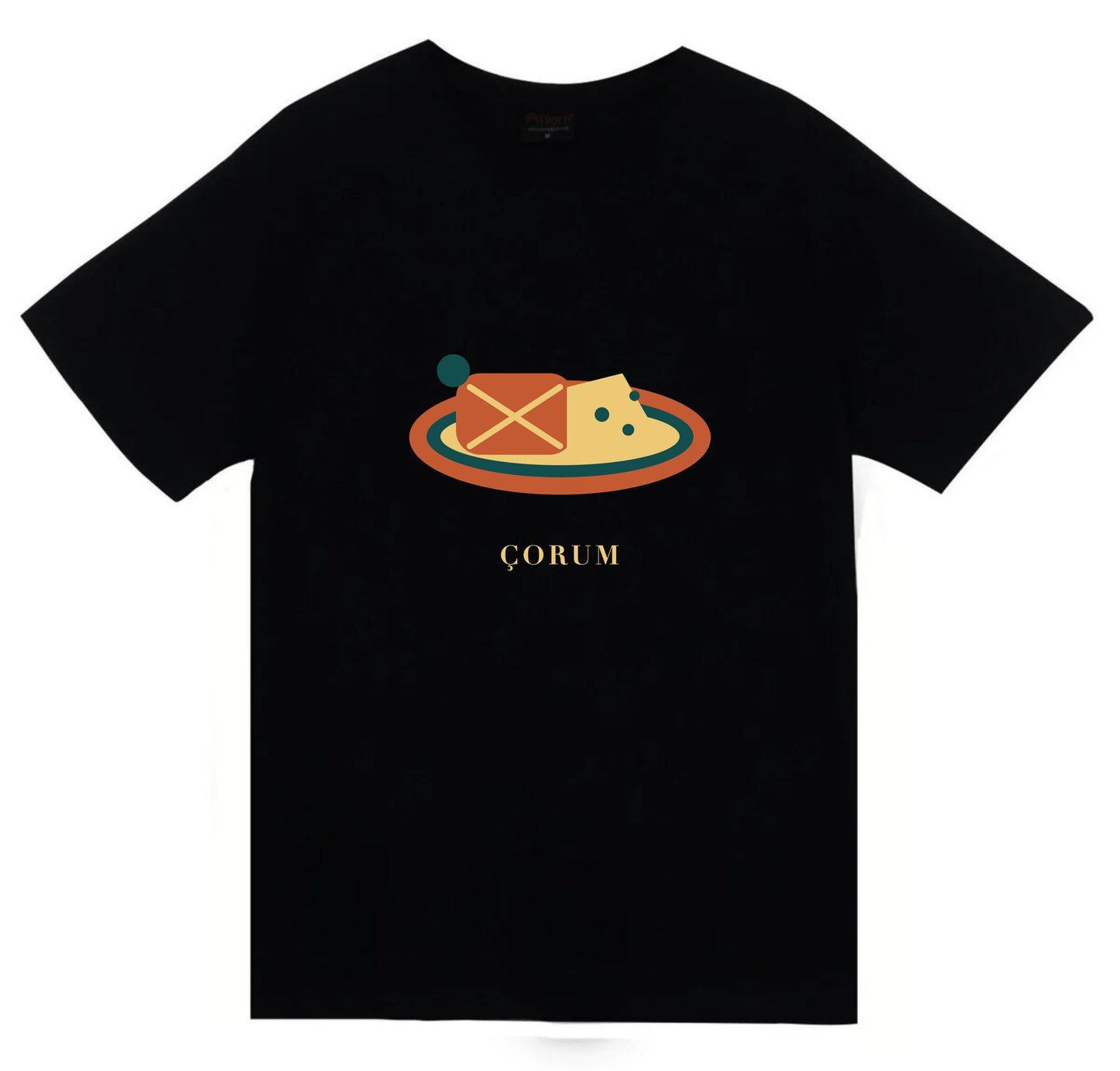 Çorum Kargı Tulum Peyniri baskılı siyah t-shirt