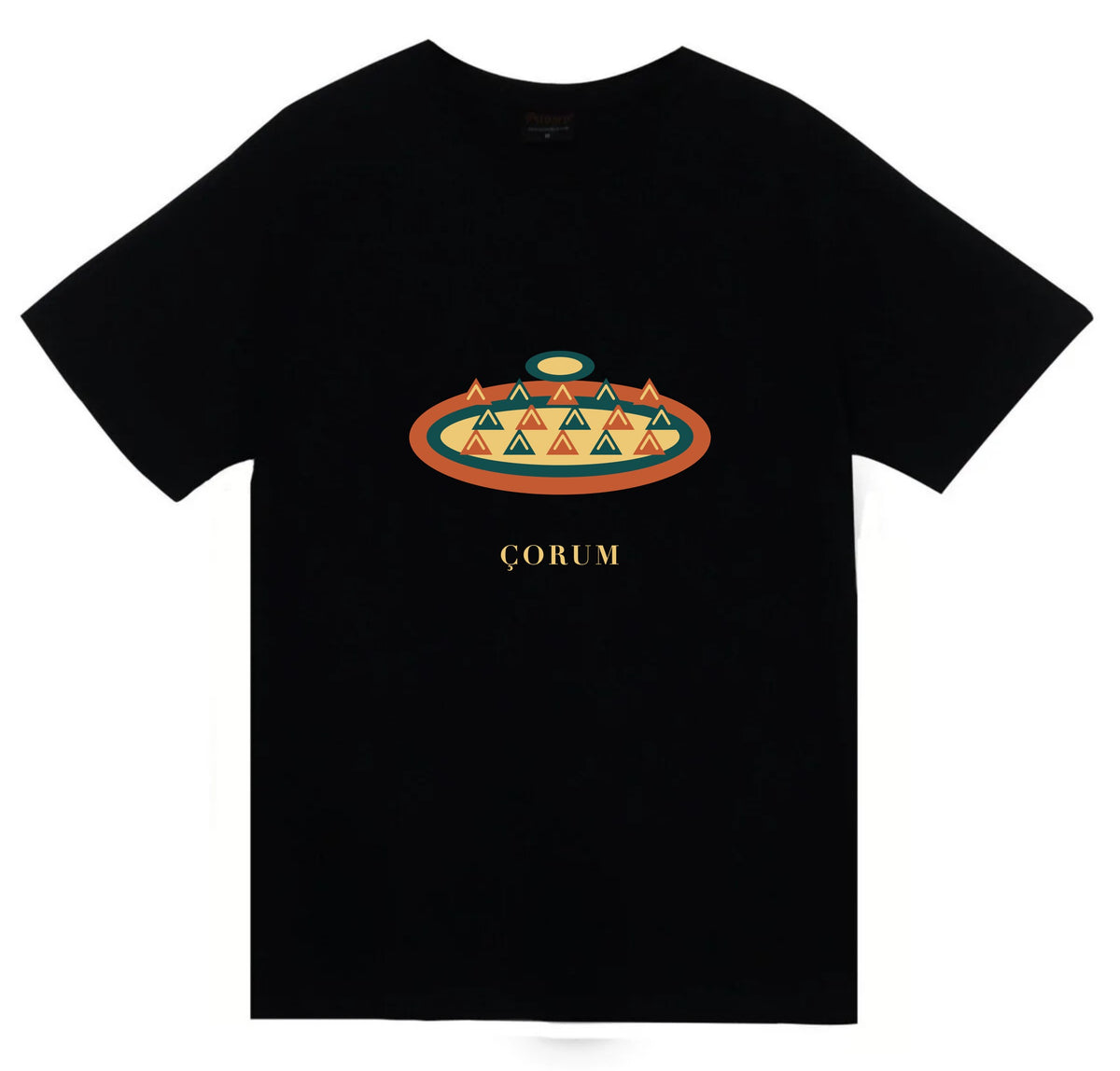 Çorum Kuru Mantısı baskılı siyah t-shirt