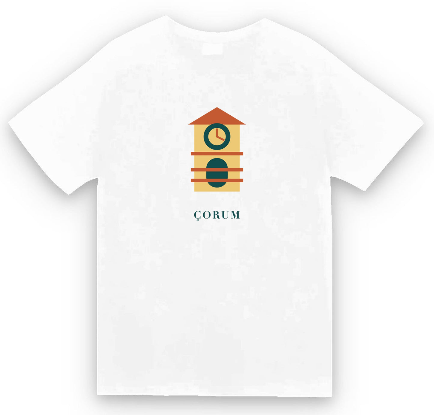 Çorum Saat Kulesi baskılı beyaz t-shirt