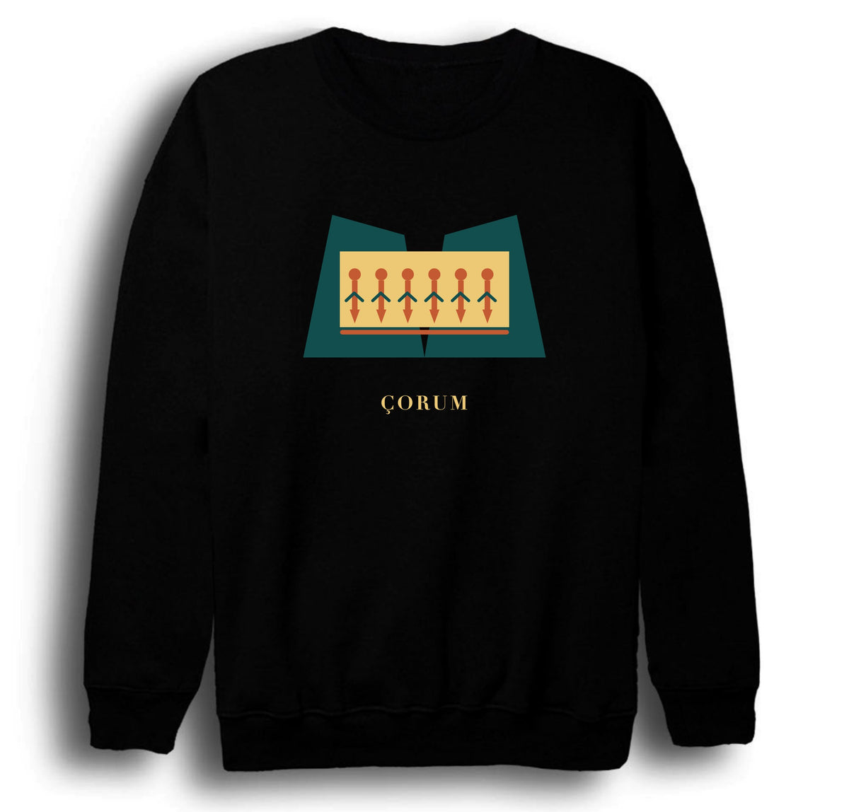 Çorum Yazılıkaya baskılı siyah sweatshirt