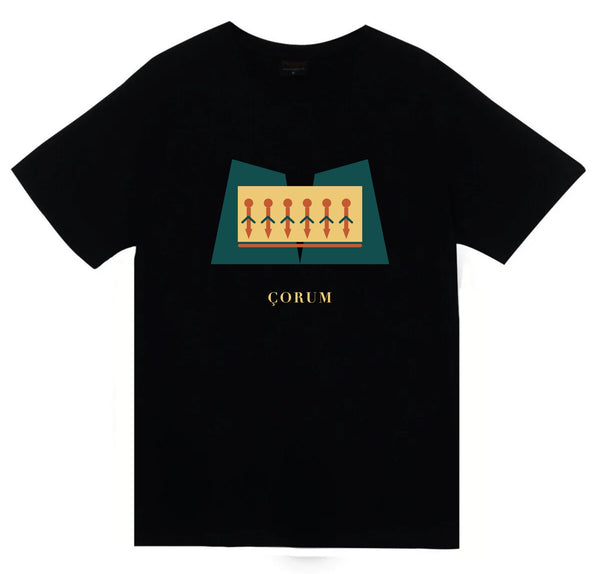 Çorum Yazılıkaya baskılı siyah t-shirt