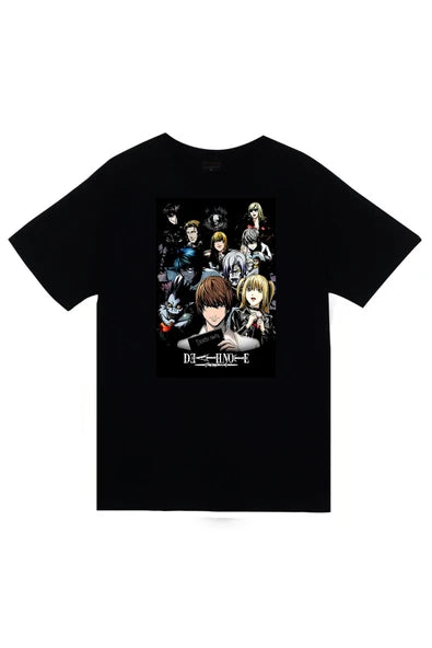 fame-stoned  Death Note Anime Baskılı Unisex %100 Pamuk Siyah T-shirt