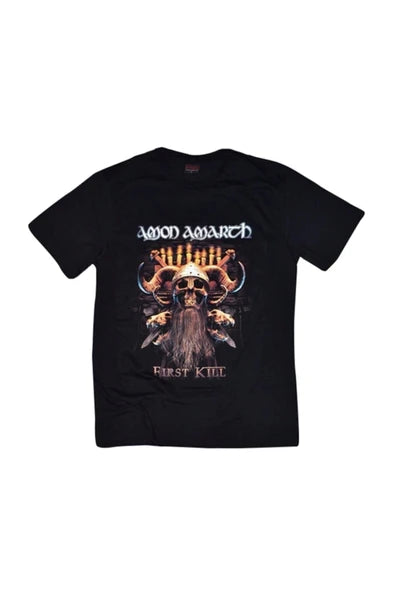 fame-stoned  Amon Amarth Baskılı Unisex %100 Pamuk Siyah T-shirt