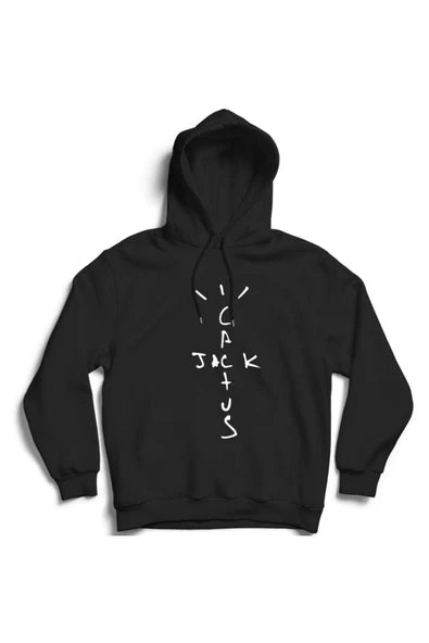 fame-stoned Unisex Siyah Cactus Jack Travis Scott Astroworld Baskılı Kapüşonlu Sweatshirt