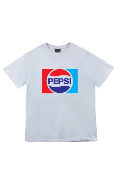 fame-stoned  Pepsi Baskılı Unisex Beyaz %100 Pamuk T-shirt