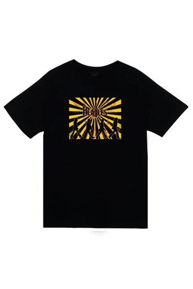 fame-stoned  The Beatles Baskılı Unisex %100 Pamuk Siyah T-shirt