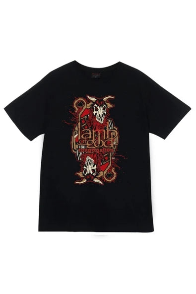 fame-stoned Lamb Of God Baskılı Unisex %100 Pamuk Siyah T-shirt