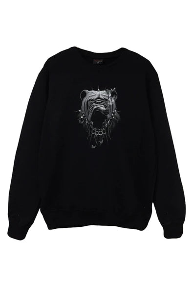 Pitbull baskılı siyah sweatshirt