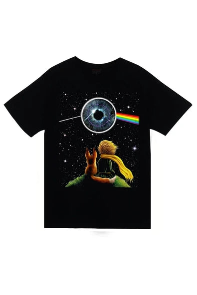 fame-stoned Pink Floyd Baskılı Unisex %100 Pamuk Siyah T-shirt