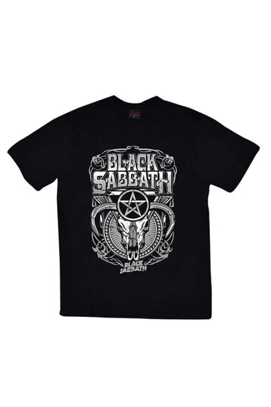 fame-stoned  Black Sabbath Baskılı Unisex %100 Pamuk Siyah T-shirt