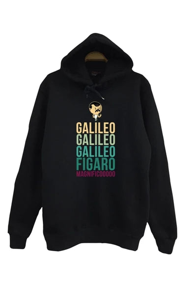 Queen Bohemian Rhapsody sözleri GALILEO baskılı siyah kapüşonlu sweatshirt